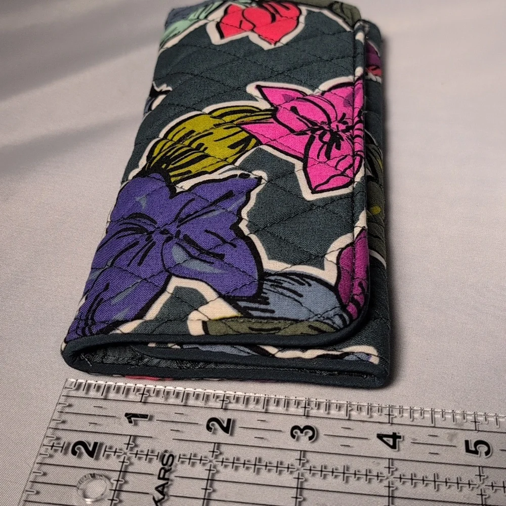 Vera Bradley Tri-Fold Clutch Wallet in Falling Flowers RFID